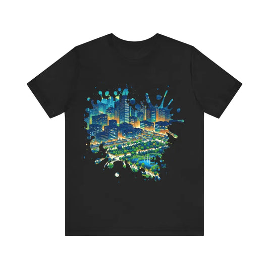 Glowing Metropolis at Night - Jersey Short Sleeve Tee