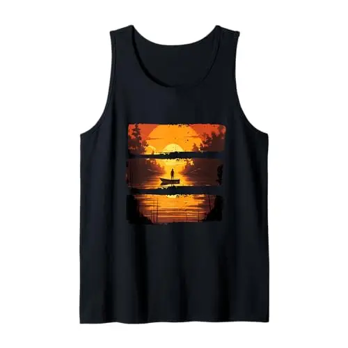 Golden Horizons: A Sunset Serenity Tank Top Apparel