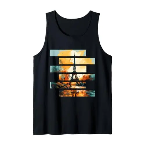 Golden Hour in Paris: Eiffel Tower Reflections Tank Top