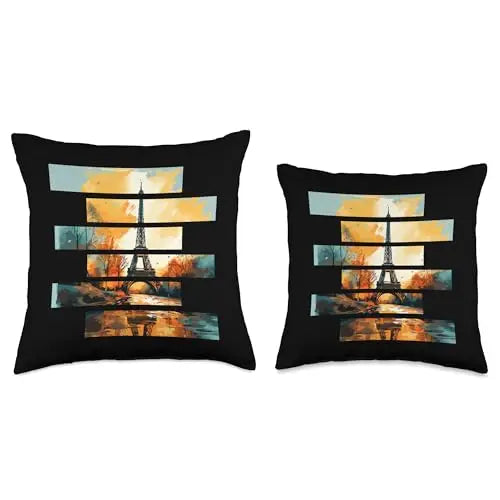 Golden Hour in Paris: Eiffel Tower Reflections Throw Pillow