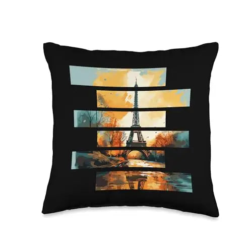 Golden Hour in Paris: Eiffel Tower Reflections Throw Pillow