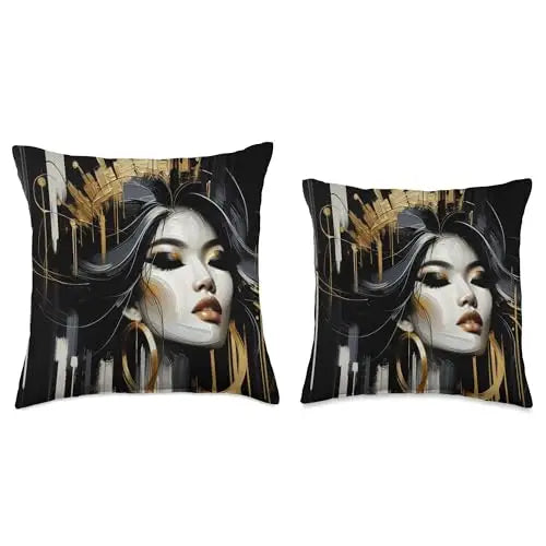 Golden Majesty: The Empress of Shadows Throw Pillow Home