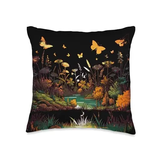 Golden Meadow: A Sunlit Garden of Butterflies Throw Pillow