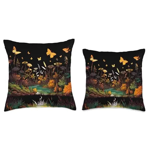 Golden Meadow: A Sunlit Garden of Butterflies Throw Pillow