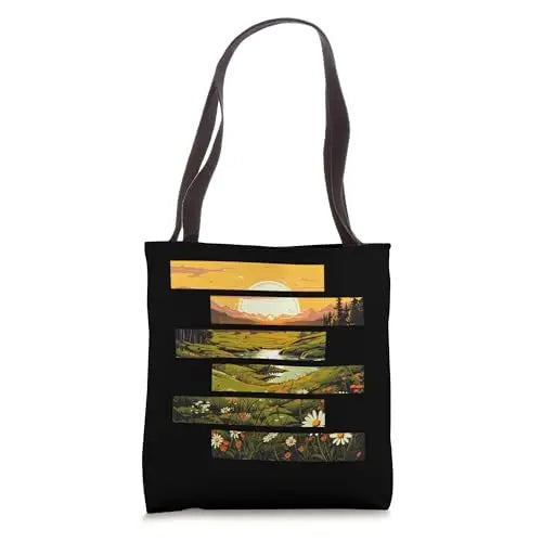 Golden Meadows: Sunrise Over Blossoming Fields Tote Bag