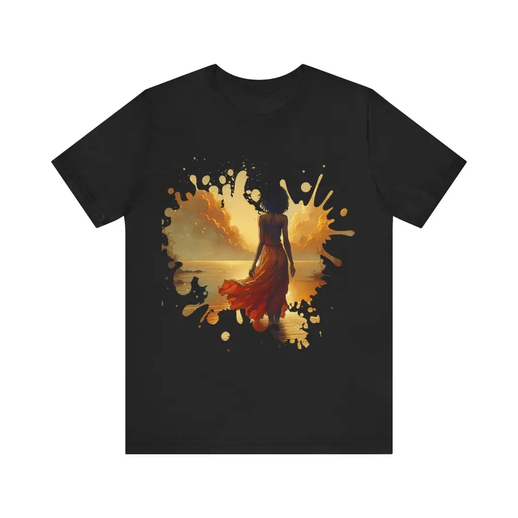 Golden Ripples at Dawn - Jersey Short Sleeve Tee - Black