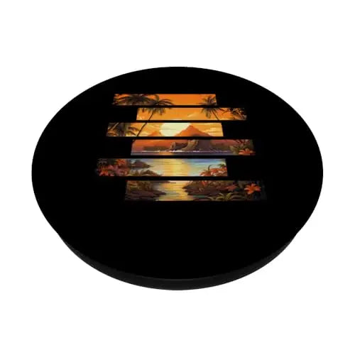 Golden Tropica Island Sunset Paradise PopSockets Swappable