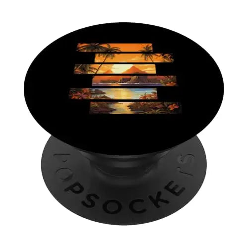 Golden Tropica Island Sunset Paradise PopSockets Swappable