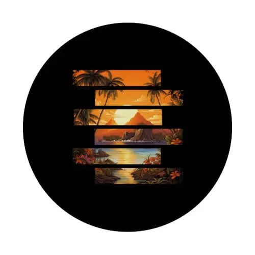 Golden Tropica Island Sunset Paradise PopSockets Swappable