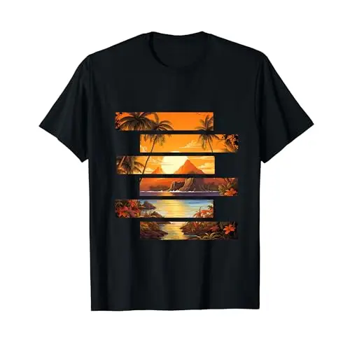 Golden Tropica Island Sunset Paradise T Shirt Apparel