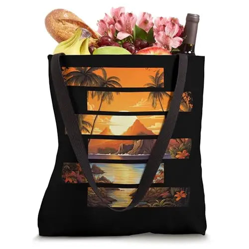 Golden Tropica Island Sunset Paradise Tote Bag Apparel