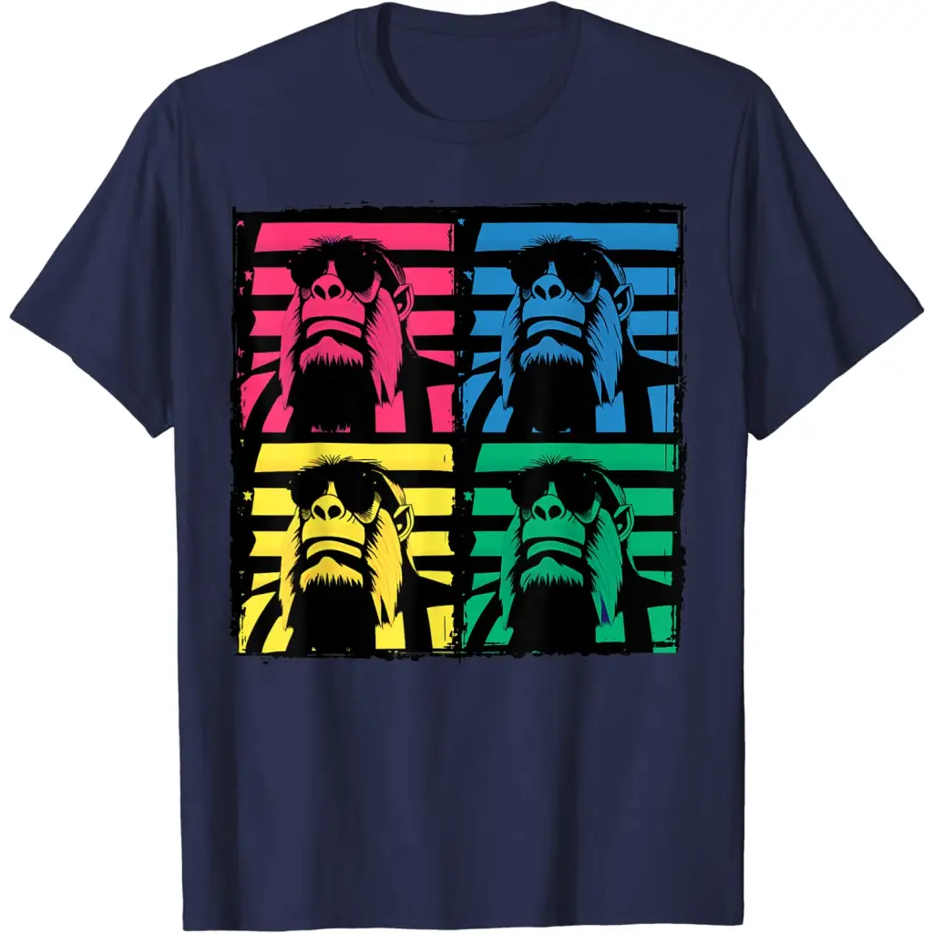 Men’s Gorilla in Sunglasses Pop Art - navy / S - T-Shirt