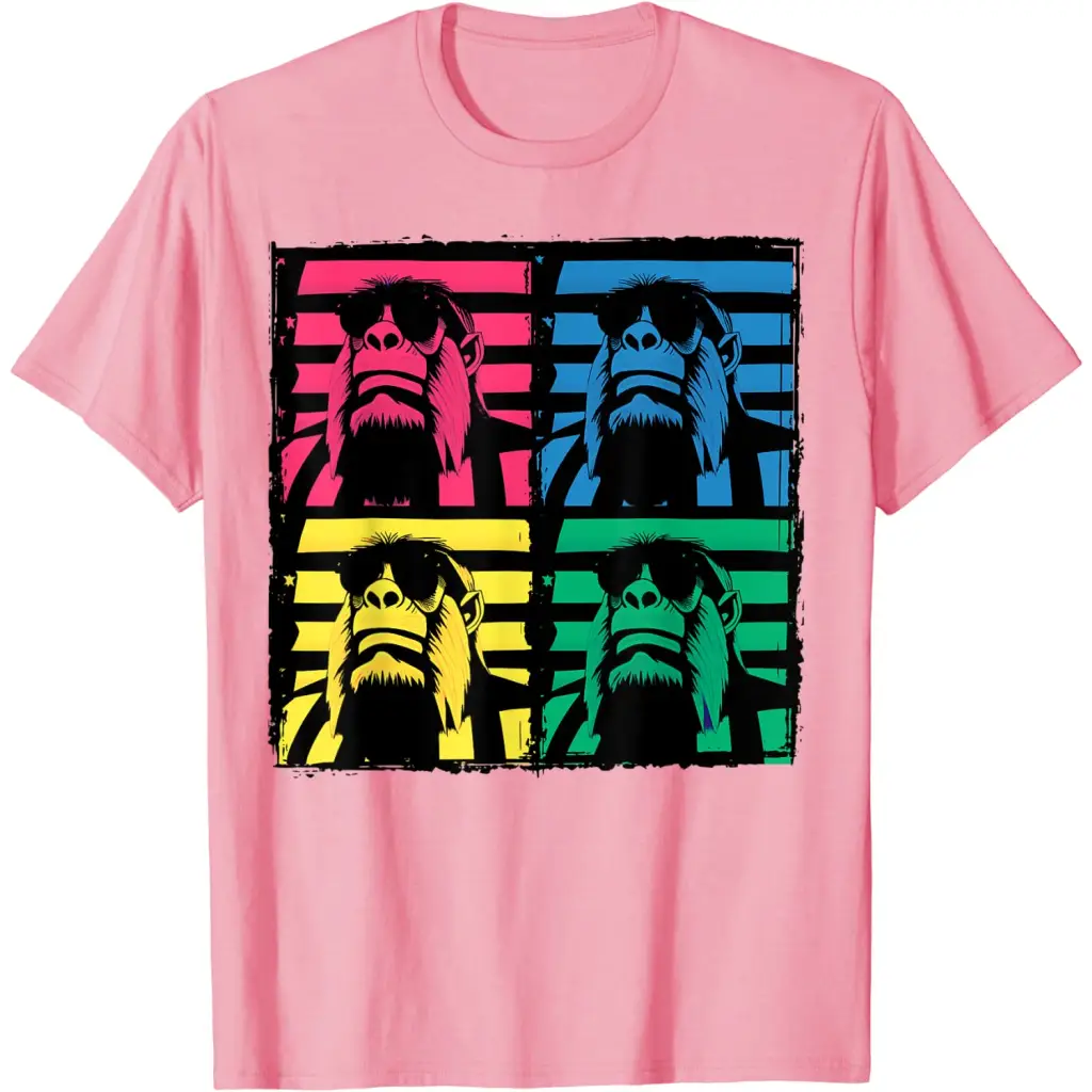 Men’s Gorilla in Sunglasses Pop Art - pink / S - T-Shirt