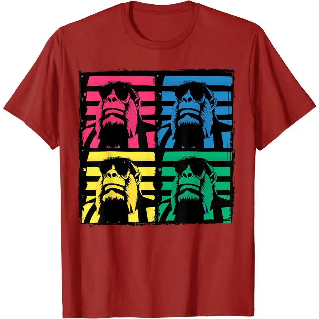 Men’s Gorilla in Sunglasses Pop Art - red / S - T-Shirt