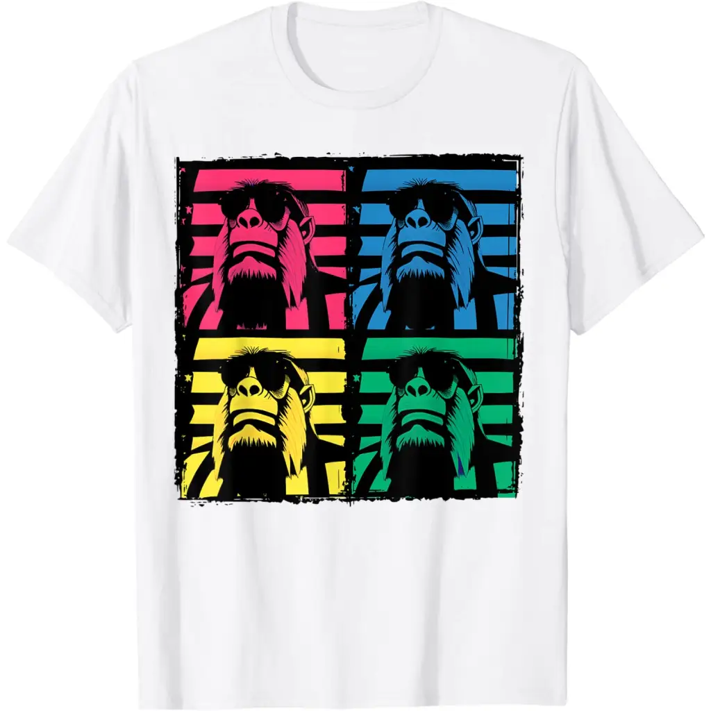 Men’s Gorilla in Sunglasses Pop Art - white / S - T-Shirt