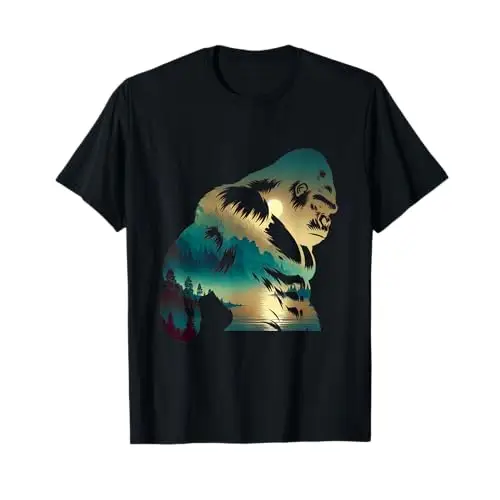 Guardian of the Wild: Gorilla at Dusk T Shirt Apparel