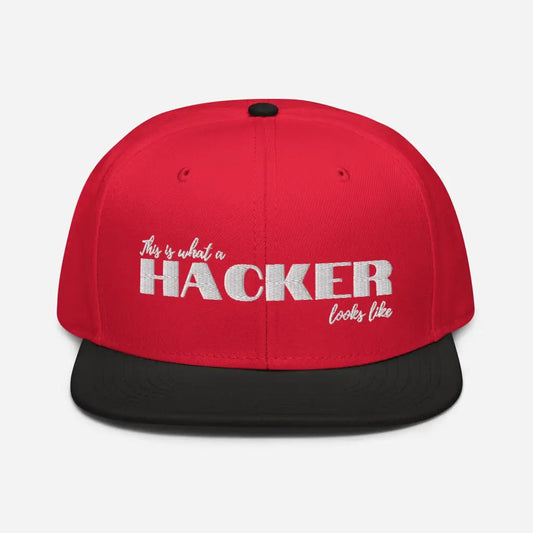 Hacker Snapback Hat - Black / Red
