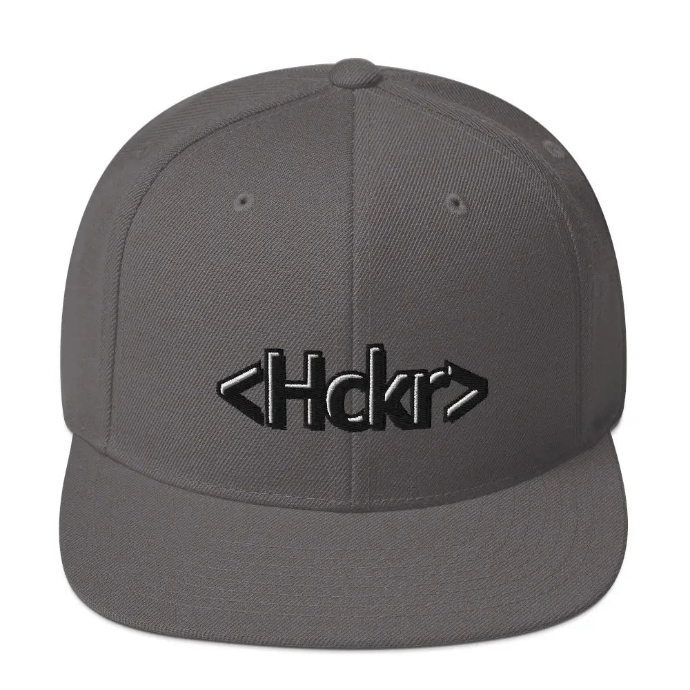 Hacker Snapback Hat - Dark Text - Grey