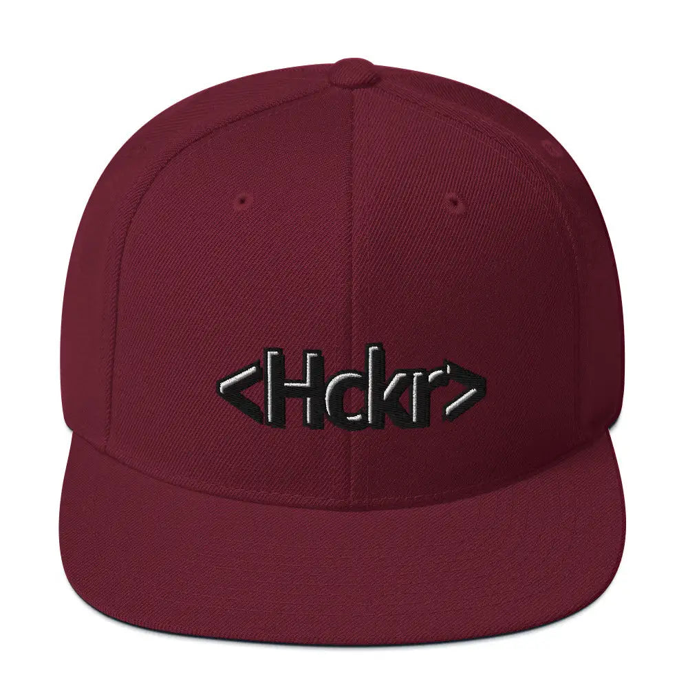 Hacker Snapback Hat - Dark Text - Maroon