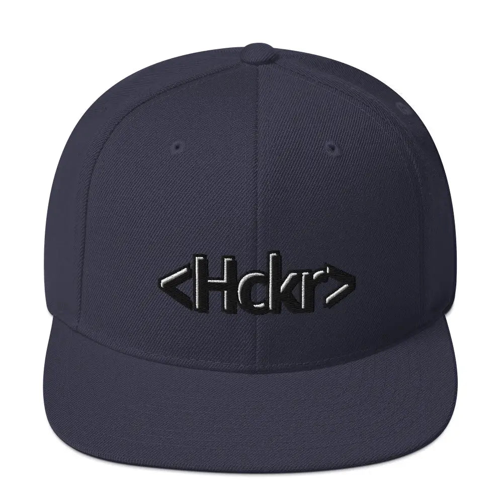 Hacker Snapback Hat - Dark Text - Navy