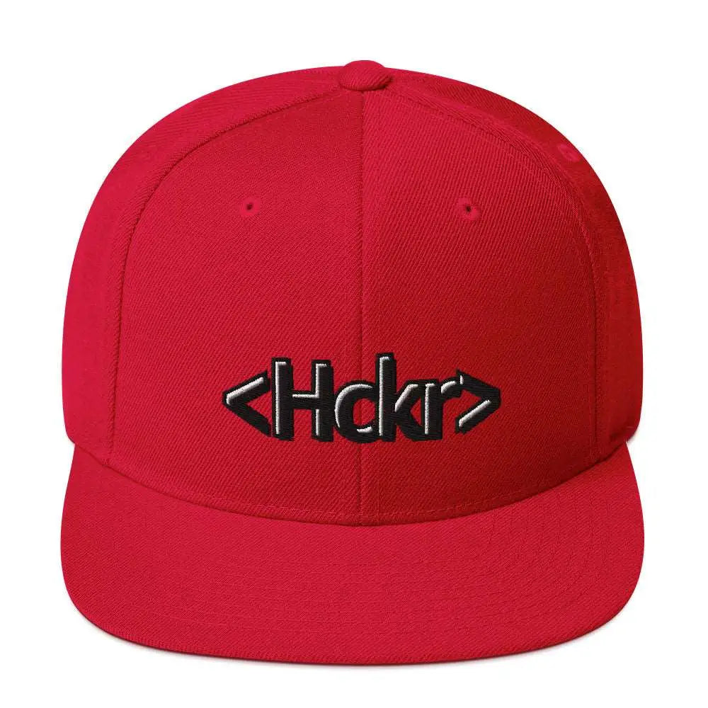 Hacker Snapback Hat - Dark Text - Red