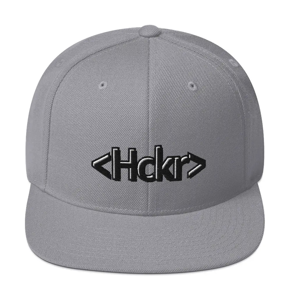 Hacker Snapback Hat - Dark Text - Silver