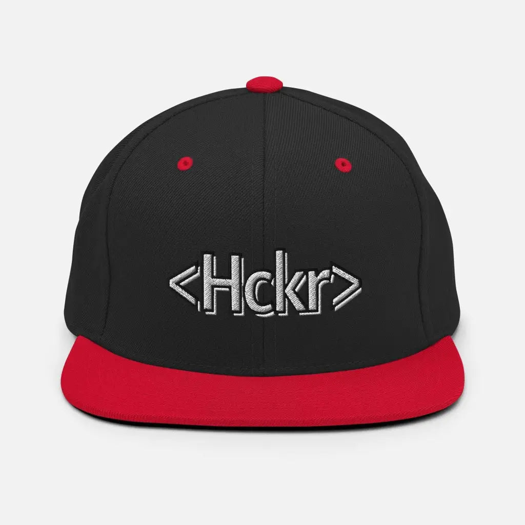 Hacker Snapback Hat - Light Text - Black/ Red