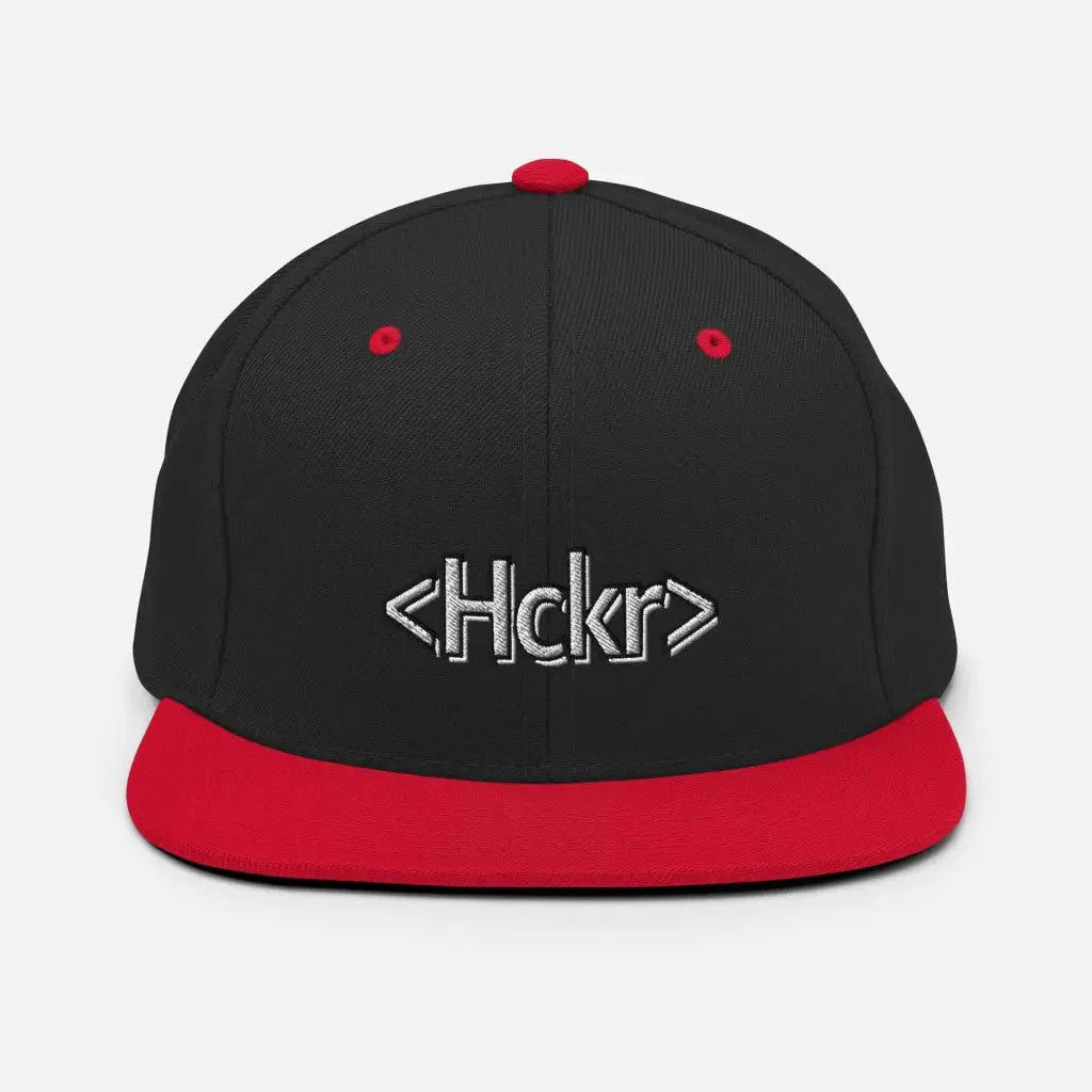 Hacker Snapback Hat - Light Text - Black/ Red