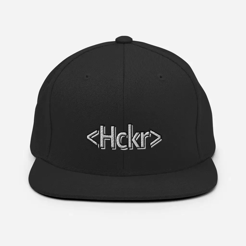 Hacker Snapback Hat - Light Text - Black