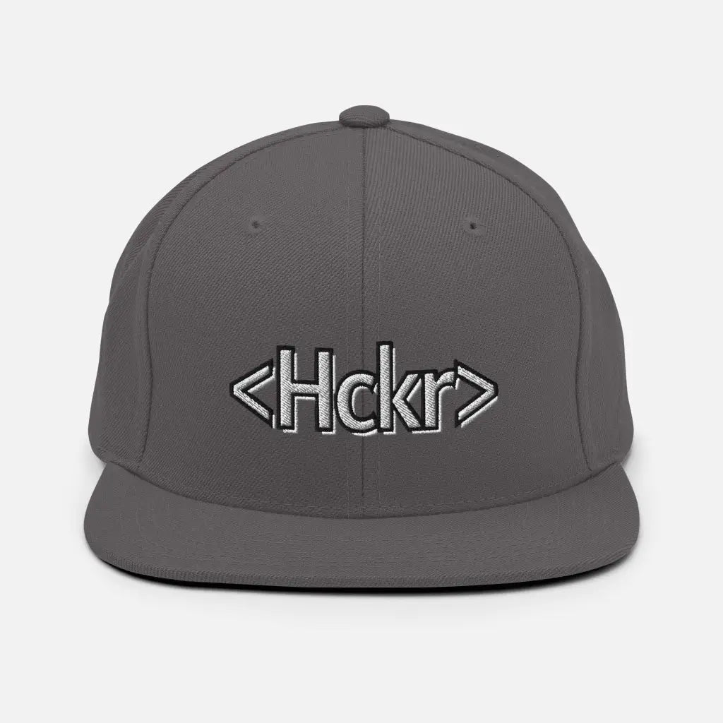 Hacker Snapback Hat - Light Text - Dark Grey