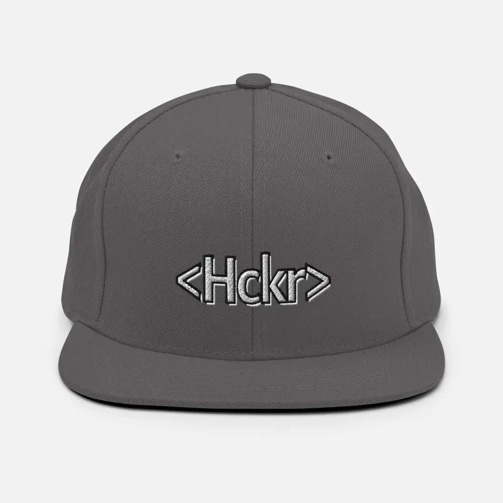 Hacker Snapback Hat - Light Text - Dark Grey