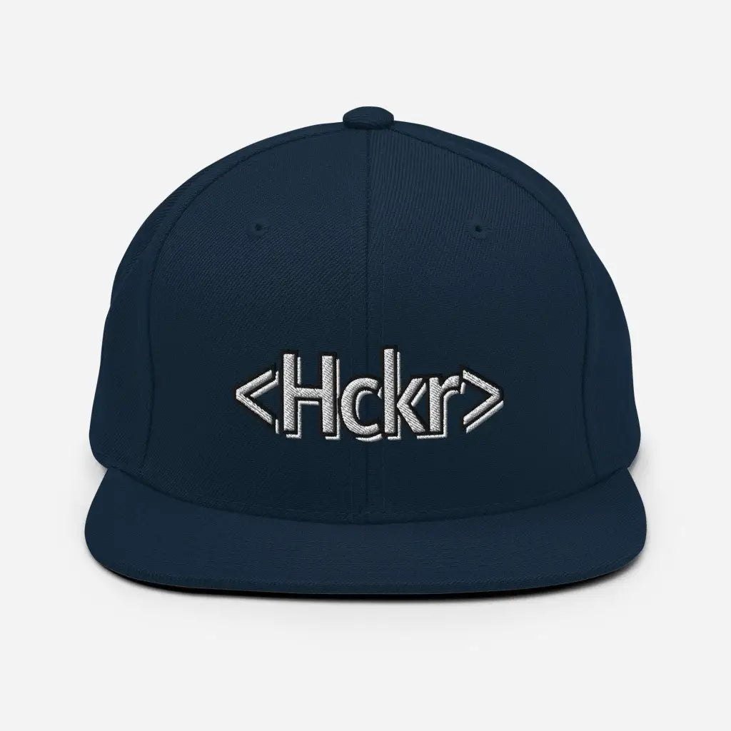 Hacker Snapback Hat - Light Text - Dark Navy