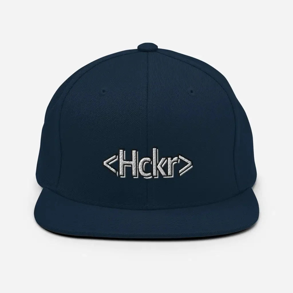 Hacker Snapback Hat - Light Text - Dark Navy