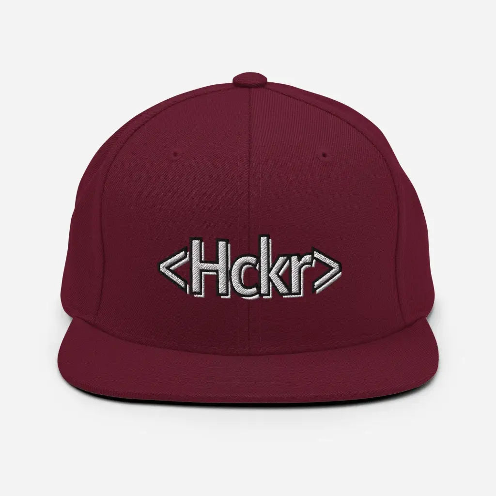 Hacker Snapback Hat - Light Text - Maroon