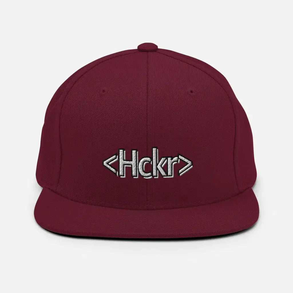 Hacker Snapback Hat - Light Text - Maroon