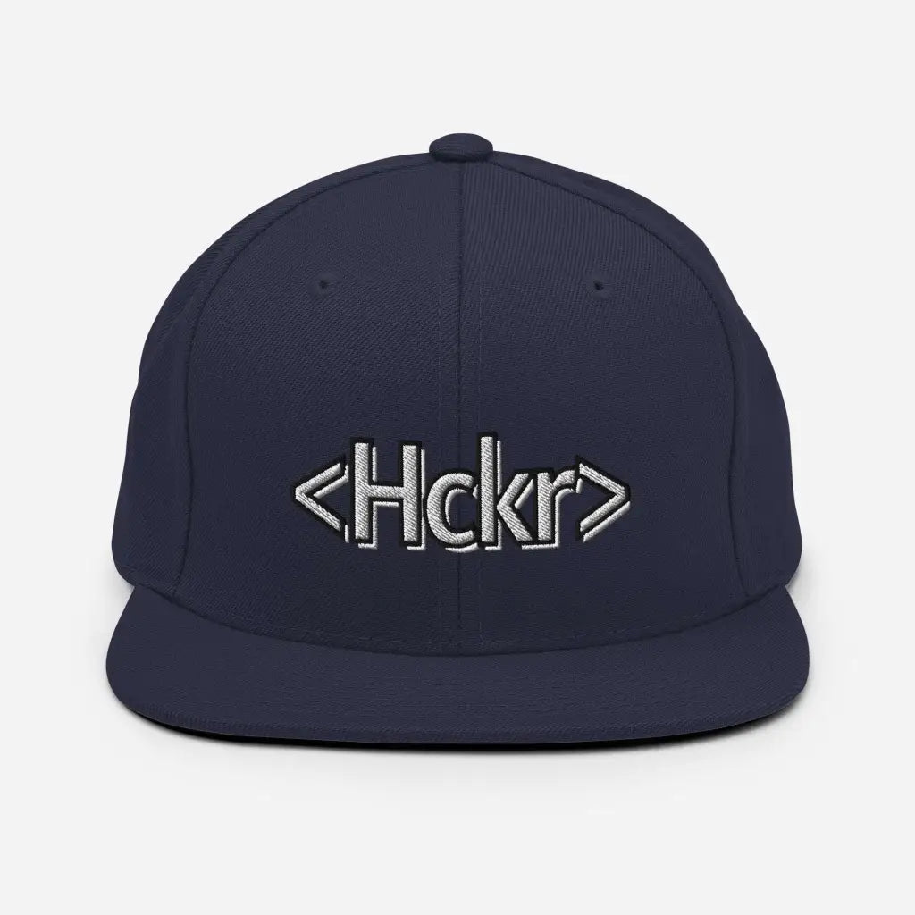 Hacker Snapback Hat - Light Text - Navy