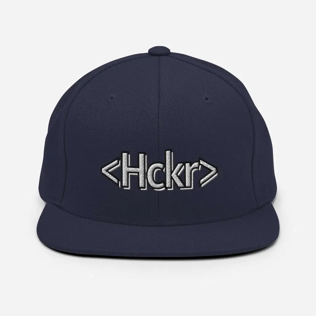 Hacker Snapback Hat - Light Text - Navy