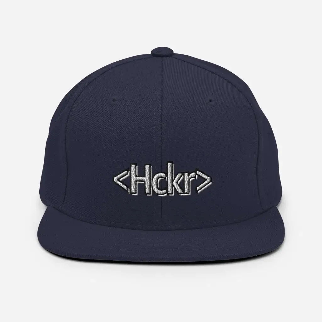 Hacker Snapback Hat - Light Text - Navy