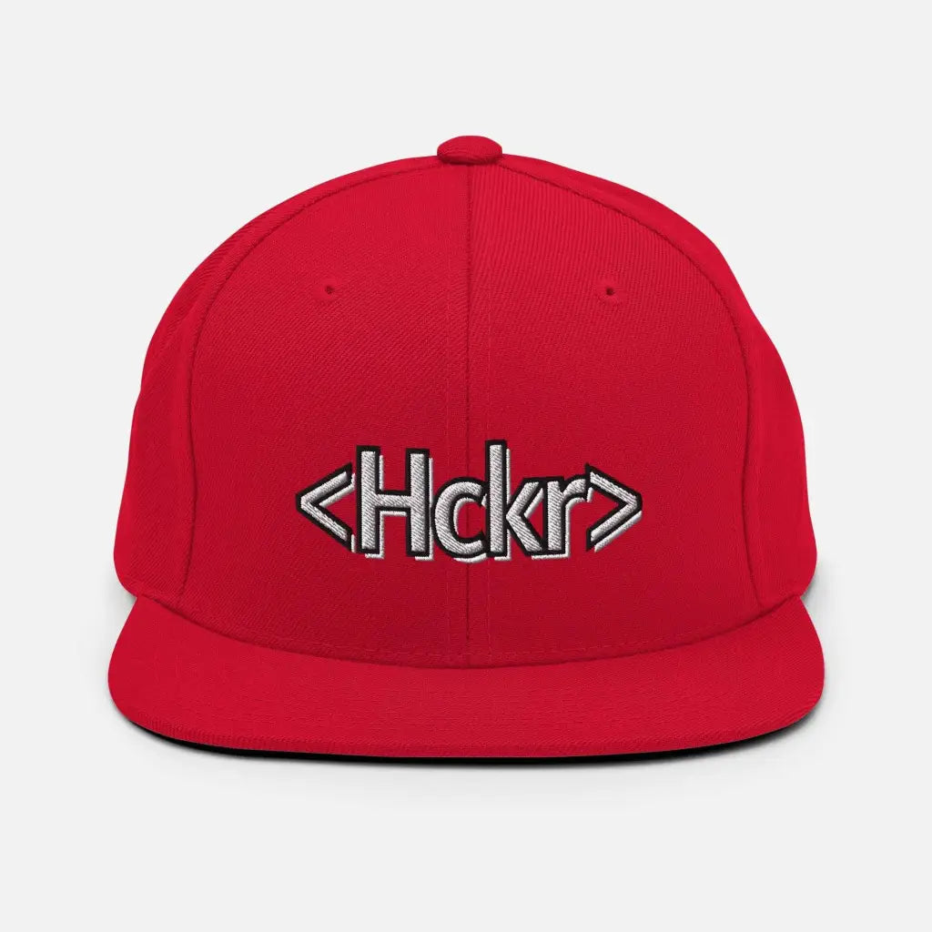 Hacker Snapback Hat - Light Text - Red