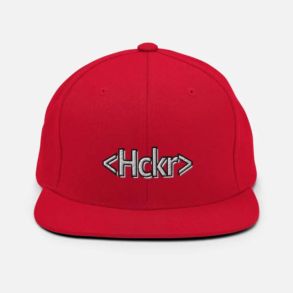 Hacker Snapback Hat - Light Text - Red