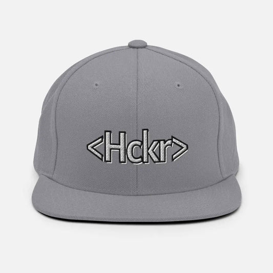 Hacker Snapback Hat - Light Text - Silver