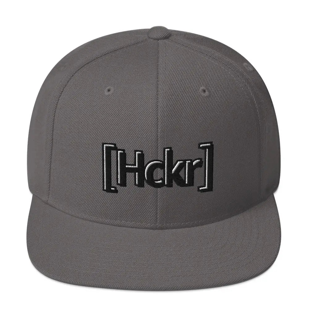 [Hckr] Hacker Snapback Hat - Dark Text - Grey