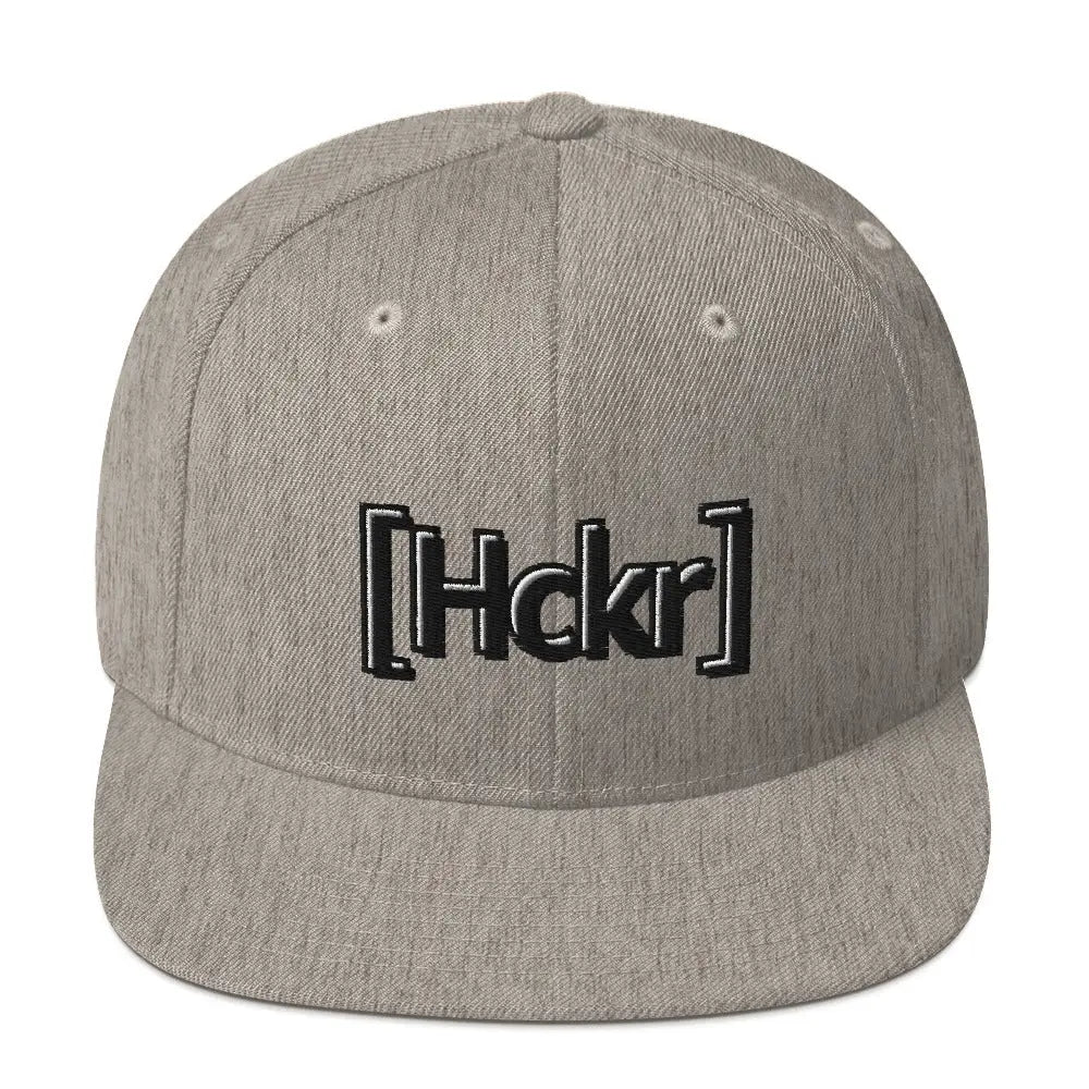 [Hckr] Hacker Snapback Hat - Dark Text - Heather Grey