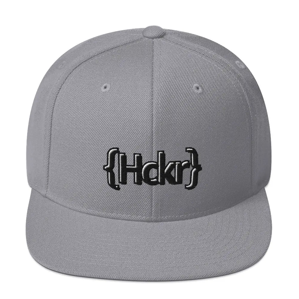 {Hckr} Hacker Snapback Hat - Dark Text - Silver