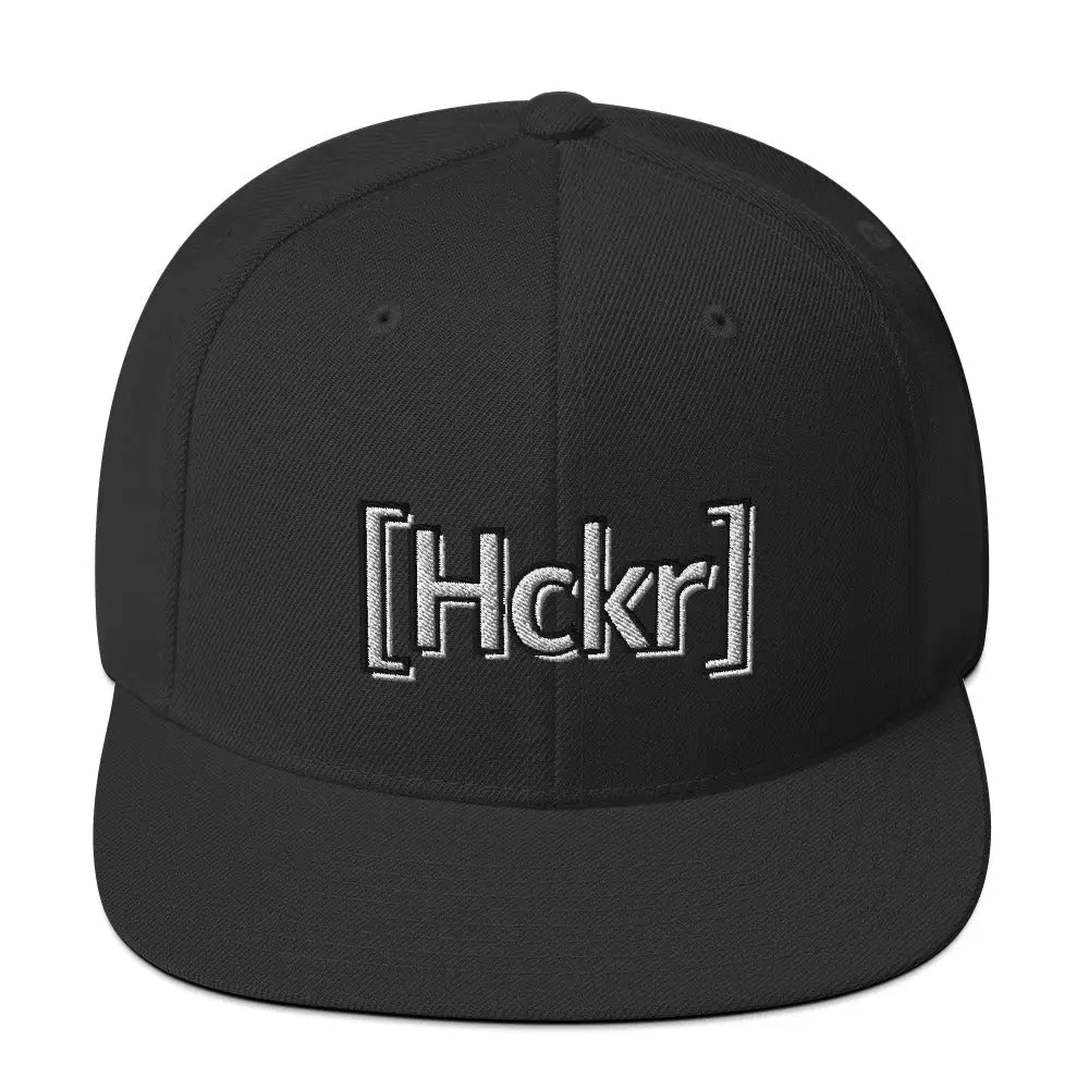 [Hckr] Hacker Snapback Hat - Light Text - Black