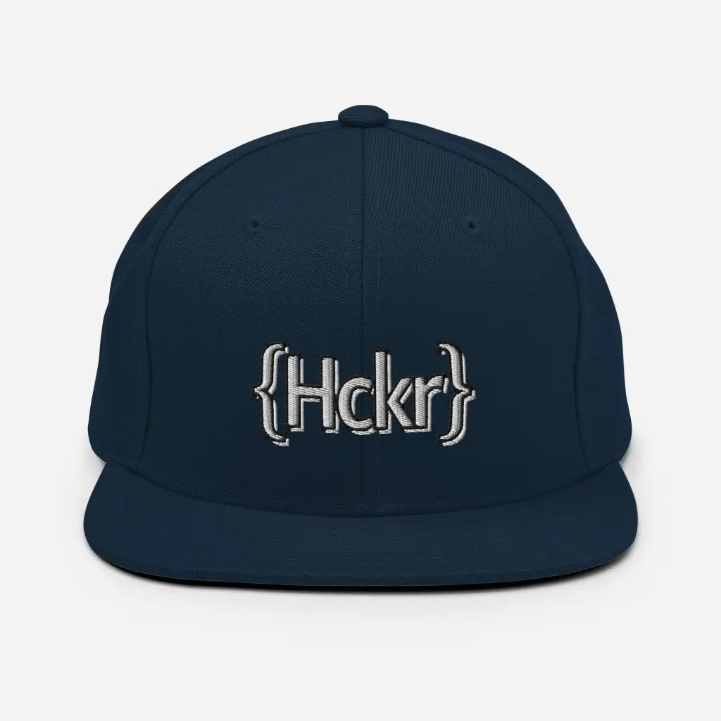 {Hckr} Hacker Snapback Hat - Light Text - Dark Navy