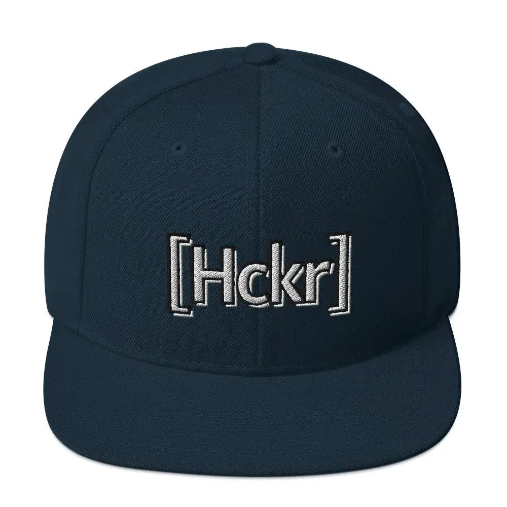 [Hckr] Hacker Snapback Hat - Light Text - Dark Navy