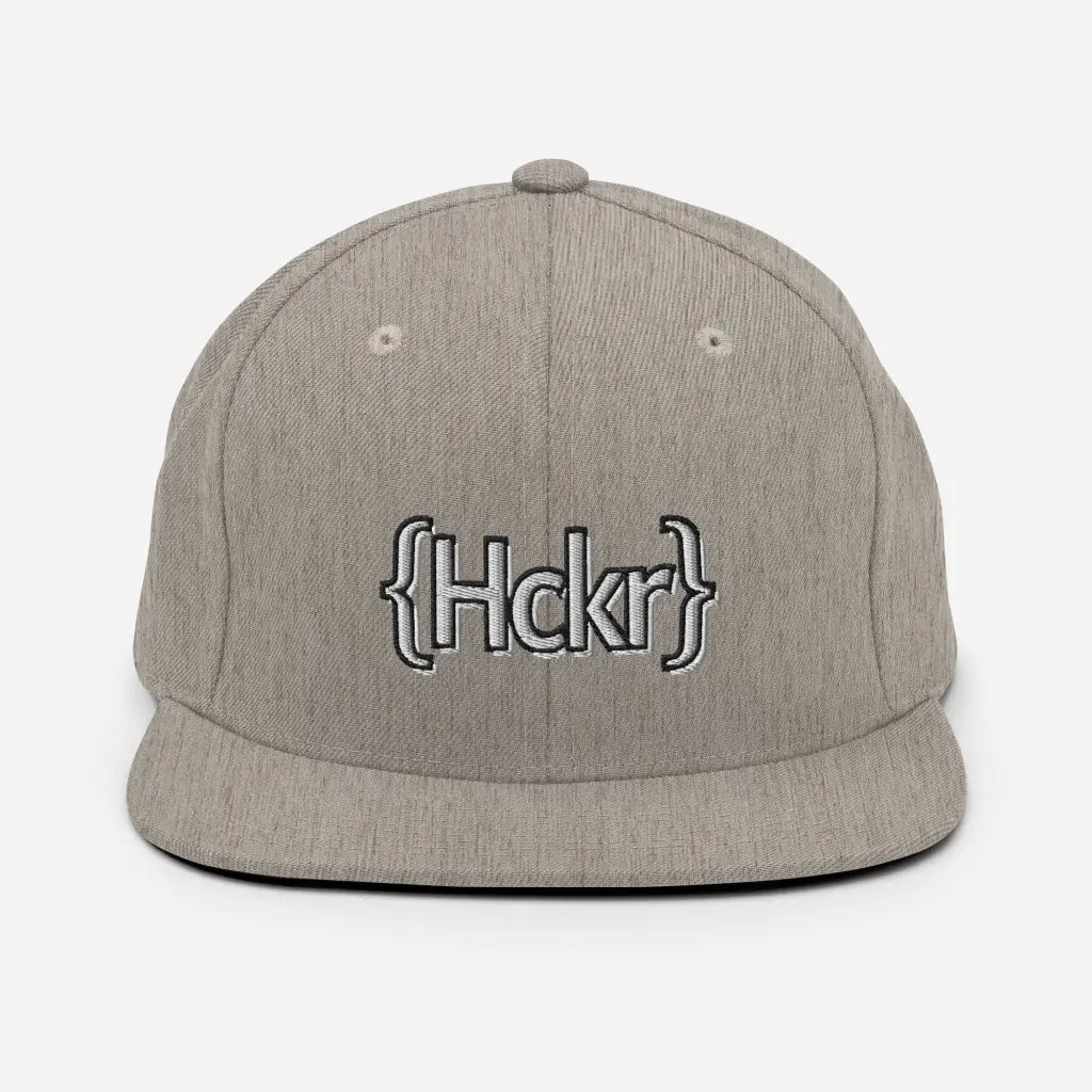 {Hckr} Hacker Snapback Hat - Light Text - Heather Grey