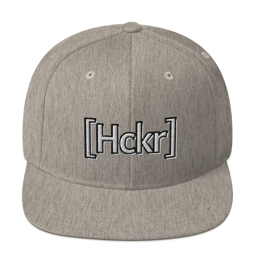 [Hckr] Hacker Snapback Hat - Light Text - Heather Grey