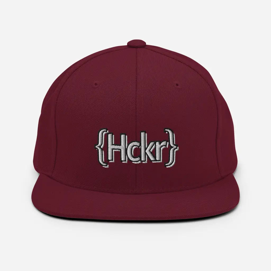 {Hckr} Hacker Snapback Hat - Light Text - Maroon